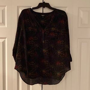 Torrid blouse Size 1. Black with multi colored cobwebs